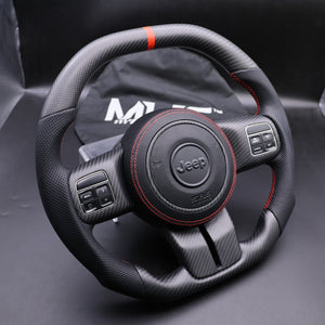 2011-2017 JK Wrangler Carbon Black Leather Accent Steering Wheel