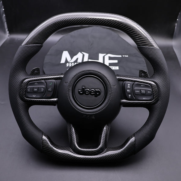 2018-2024 JT / JL “Black Accent ” Gloss Carbon 392 Jeep Wrangler Steering Wheel