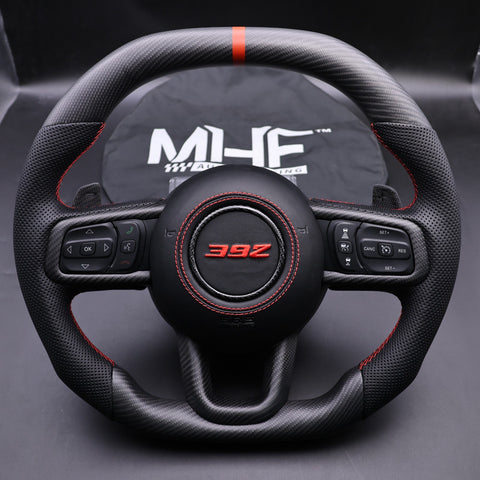 2018-2024 JT / JL “392 Red Aceent ” Matte Carbon Jeep Wrangler Steering Wheel