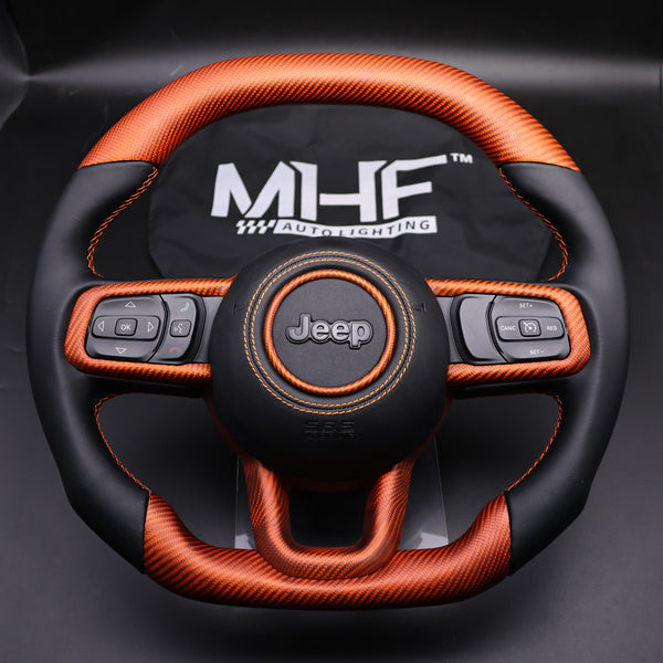 2018-2024 JT / JL “Orange Matte Carbon Jeep Wrangler Steering Wheel