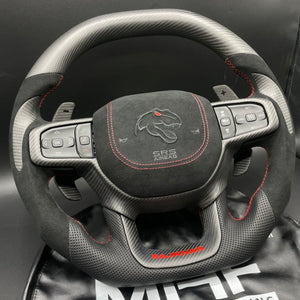 2021-2023 Dodge RAM Carbon Alcantara Red Accent “TRX” Steering Wheel