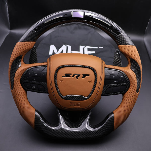 2014-2021 Jeep Dodge Sepia Tan Black Accent SRT Steering Wheel